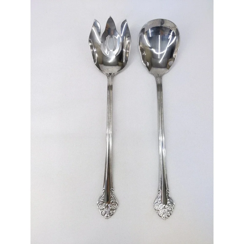 Reed & Barton Elegante Salad Serving Set 12in Silver‎ Stainless Steel Ornate